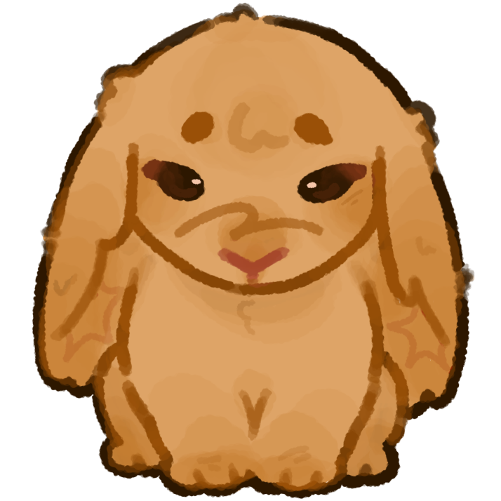 A brown fluffy rabbit facing the front.